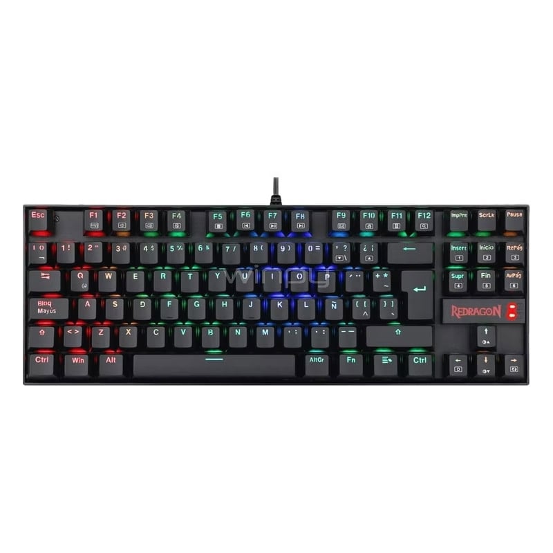 teclado mecánico redragon kumara k552 rgb (switch blue, compacto, español, negro)