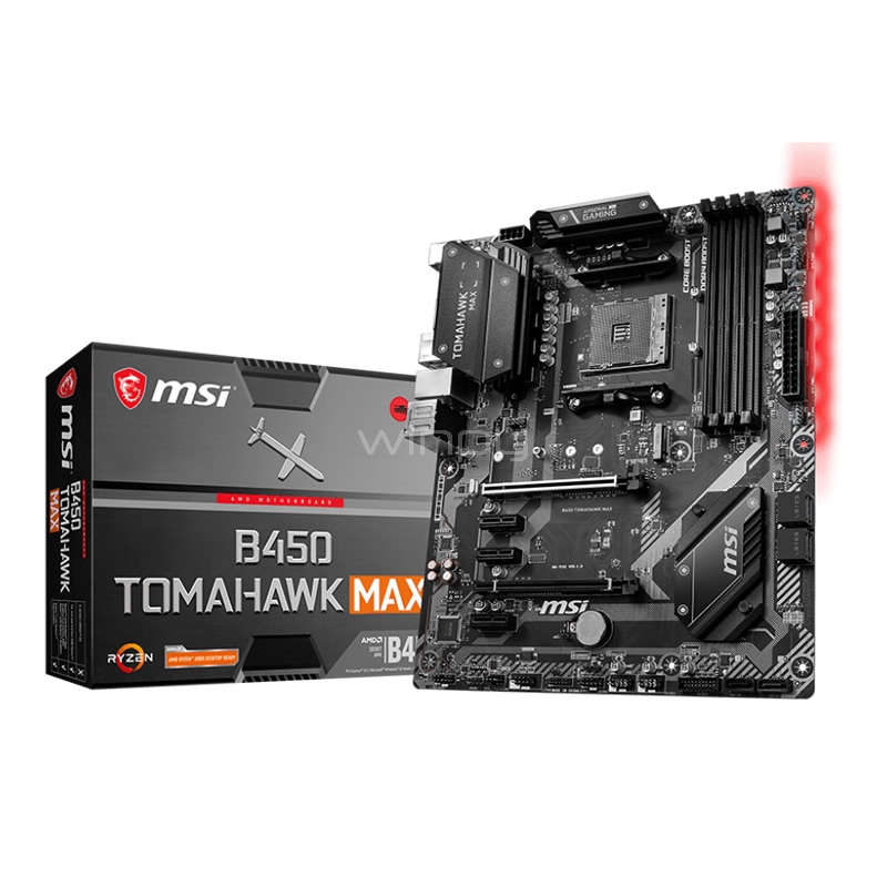 Placa Madre MSI B450 TOMAHAWK MAX (AM4, DDR4 2133/4133MHz, M.2, RGB, ATX)