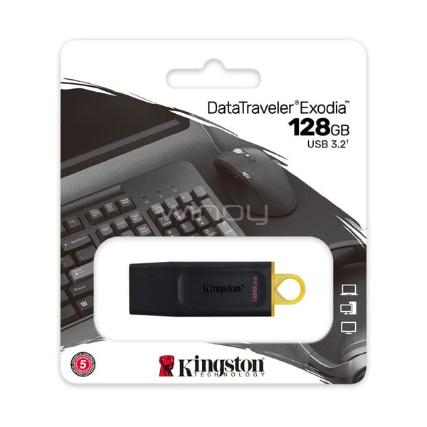 Pendrive Kingston DataTraveler Exodia de 128GB (USB 3.1, Negro)