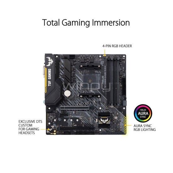 Placa Madre ASUS TUF Gaming B450M-Plus II (AM4, DDR4 2133/4400MHz, M2, RGB, microATX)
