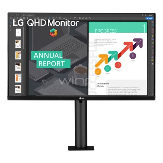 monitor lg 27qn880-b de 27“ (ips, qhd, 16:9, freesync, con soporte ergo)