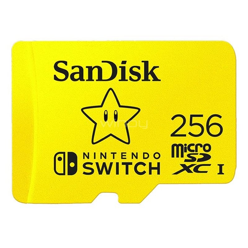 Tarjeta microSDXC SanDisk de 256GB Para Nintendo Switch (Lectura 100MB/s, Escritura 90MB/s)