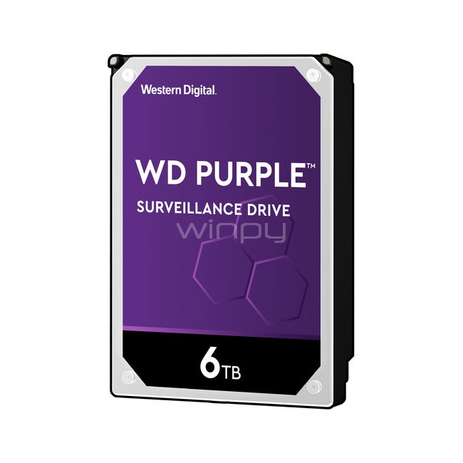 disco duro western digital purple surveillance de 6tb (formato 3.5“, 5640rpm, buffer 128mb)