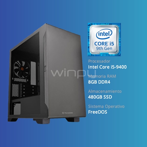 Computador Desktop Intel Core i5 (i5-9400, 6 Nucleos, 8GB RAM, 480GB SSD, FreeDOS)