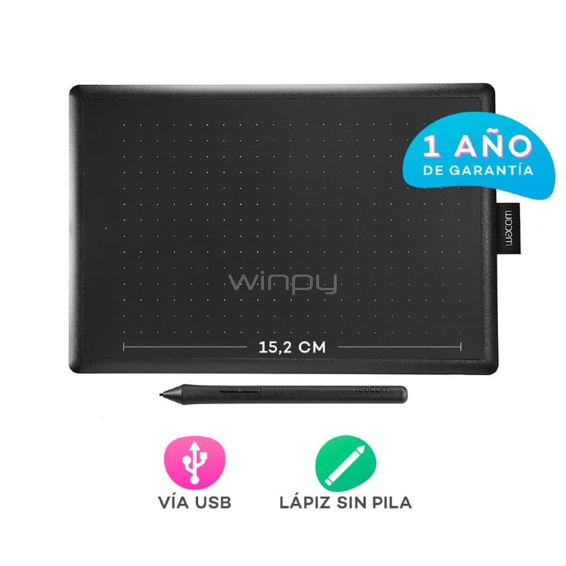 tableta digitalizadora one by wacom (pequeño, lápiz, usb, rojo)