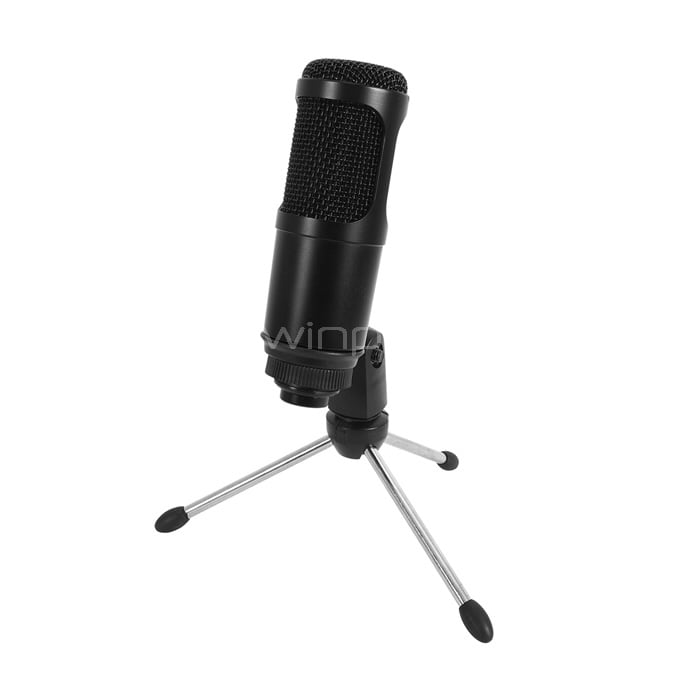 Micrófono de condensador Philco con Trípode (USB, Negro)