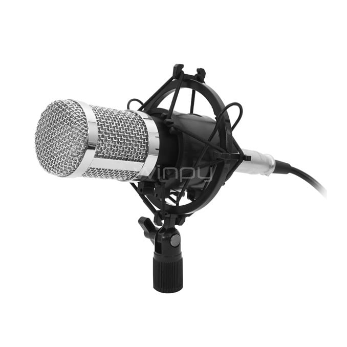 Micrófono de condensador Philco con Soporte (Anti-vibración, Anti-pop, Jack 3.5mm)