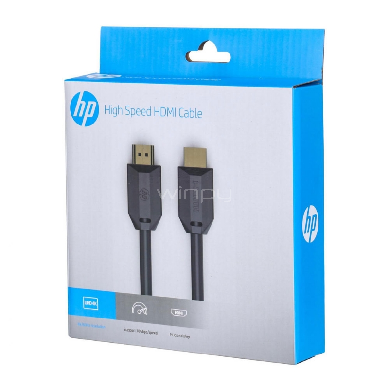 Cable blindado HDMI 2.0 HP con soporte UltraHD (Resoluciones 4K, 18Gbps, 1 Metro)
