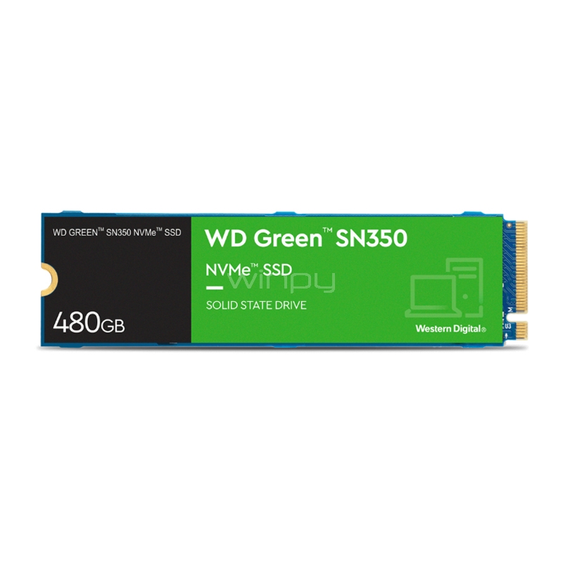 Unidad de estado sólido Western Digital Green SN350 de 480GB (NVMe, 1650/2400 MB/s)