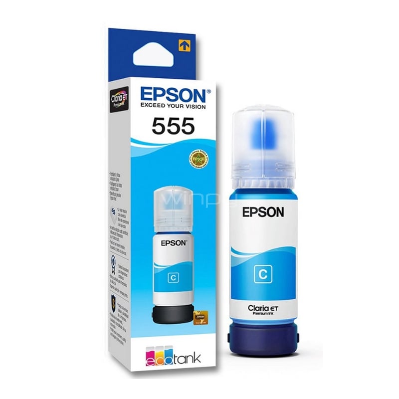 Botella de Tinta Epson T555 (L8160/L8180, Cian)
