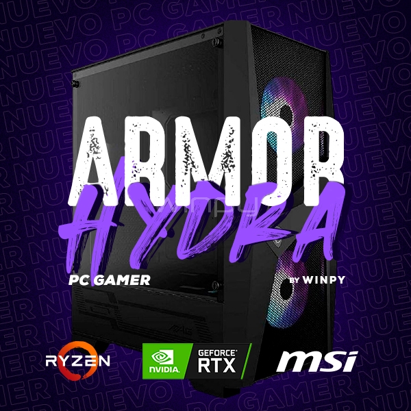 Computador Gamer Armor Hydra (Ryzen 5600X, RTX 3060, 8GB RAM, 480GB SSD, FreeDOS)