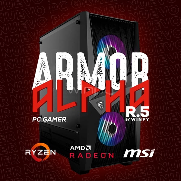 computador gamer armor alpha r.5 (ryzen 5 5600g, 16gb ddr4, 480gb ssd, freedos)