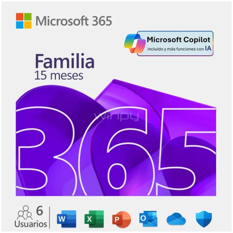 Microsoft 365 Familia (6 Usuarios, Descargable, 15 Meses)