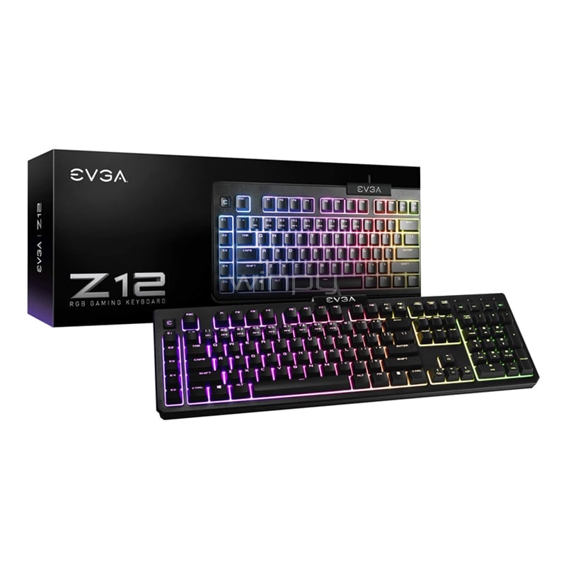 Teclado Gamer EVGA Z12 (5 Zonas RGB, Botón E-Key, IP32, Español, Negro)