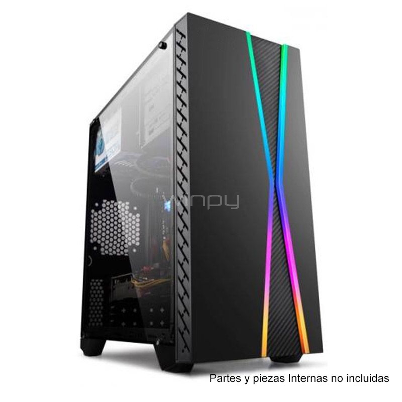 Gabinete Game Pro N22B RGB Programable (ATX, Ventana Acrílica, Negro)