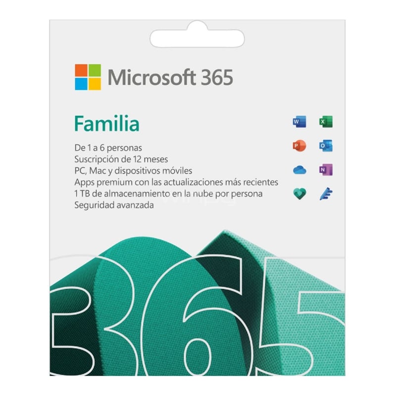 Licencia Microsoft Office 365 Family hasta 6 Personas (1 Año, Español)