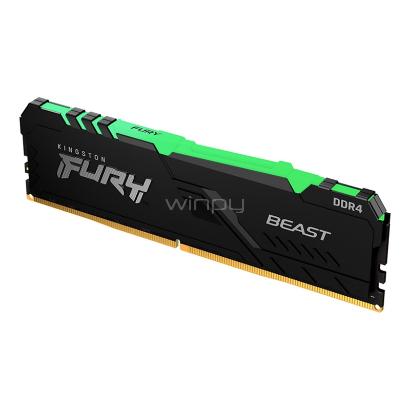 Memoria RAM Kingston Fury Beast RGB de 16GB (DDR4, 3200MHz, CL16
