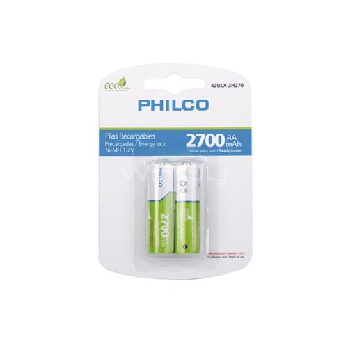 blister pilas recargables philco aa (2 unidades, 2700mah)