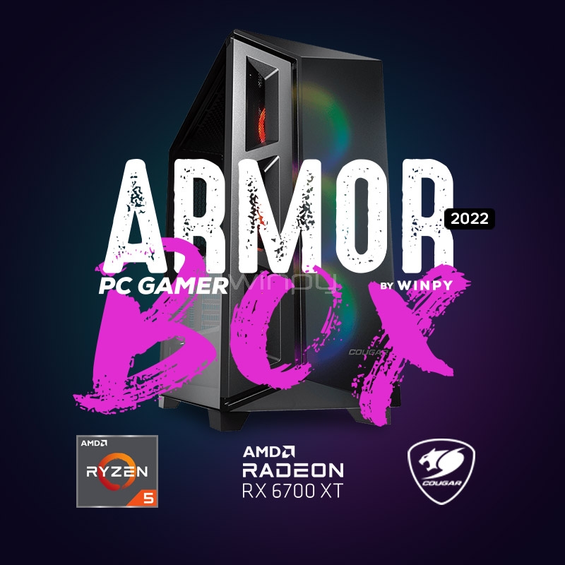 computador gamer armor box amd (ryzen 5 5500, rx 6700 xt, 16gb ddr4, 480gb nvme, freedos)