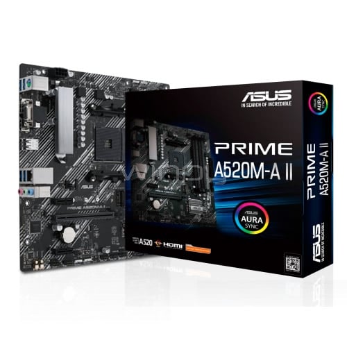 Placa Madre Asus Prime A520M-A II (AM4, DDR4 2133/4800MHz, M.2, MicroATX)