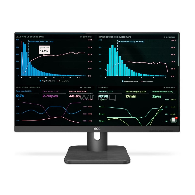 Monitor AOC 24E1Q de 23.8“ (IPS, Full HD, D-Port+HDMI+VGA, Vesa)