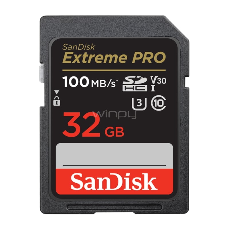 Tarjeta SD SanDisk Extreme PRO de 32GB (SDHC/ SDXC, UHS-I, U3, V30)