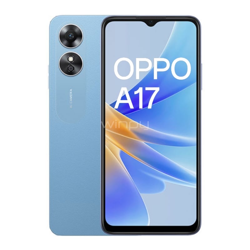 Celular OPPO A17 de (OctaCore, 4GB RAM, 64GB Internos, Lake blue