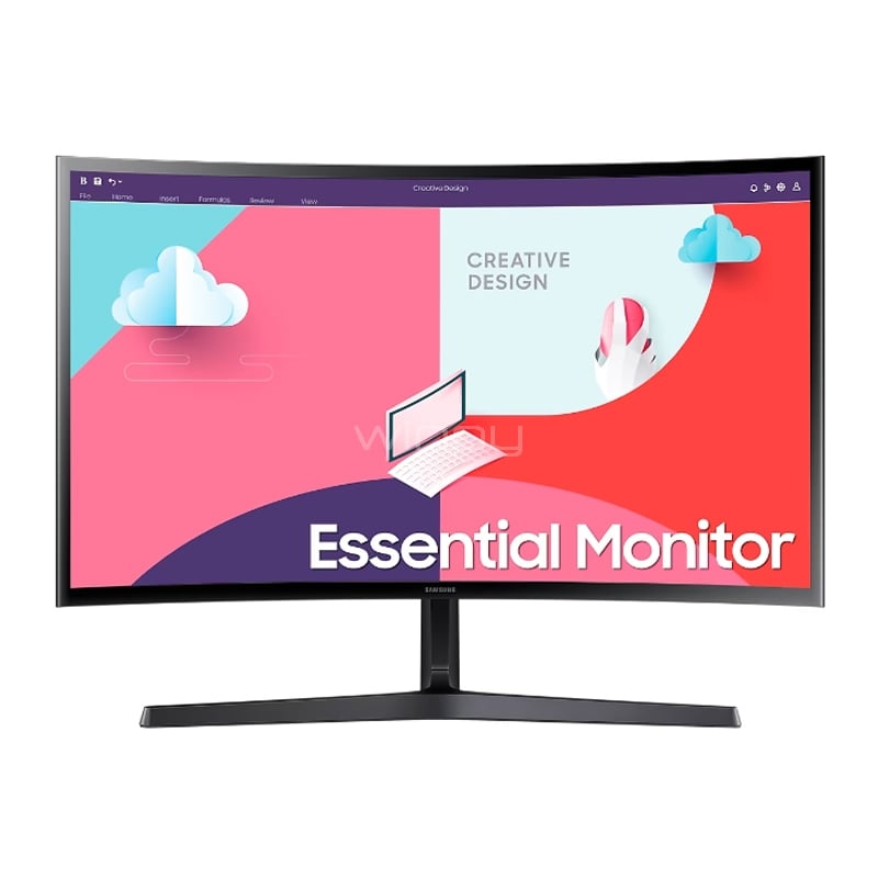 monitor curvo samsung s24c366eal de 24“ (va, full hd, 75hz, hdmi+vga, freesync, vesa)