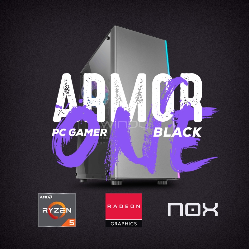 Computador Gamer Armor One Black 2024 (Ryzen 5 5600G, 16GB DDR4, 500GB NVMe, FreeDOS)