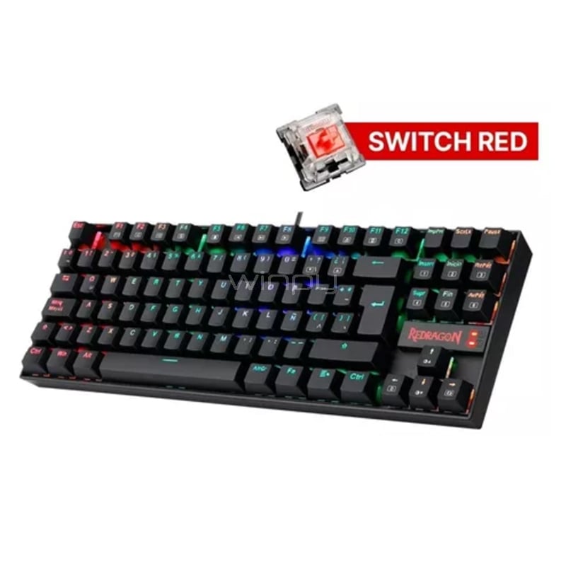 Teclado Mecánico Redragon Kumara K552 Rainbow (Switch Red, RGB, Español, Negro)