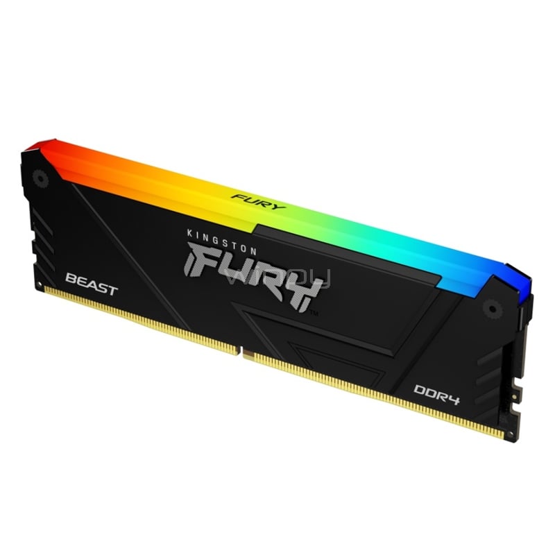 Memoria RAM Kingston Fury Beast RGB de 32GB (DDR4, CL16, 3200MHz, DIMM)