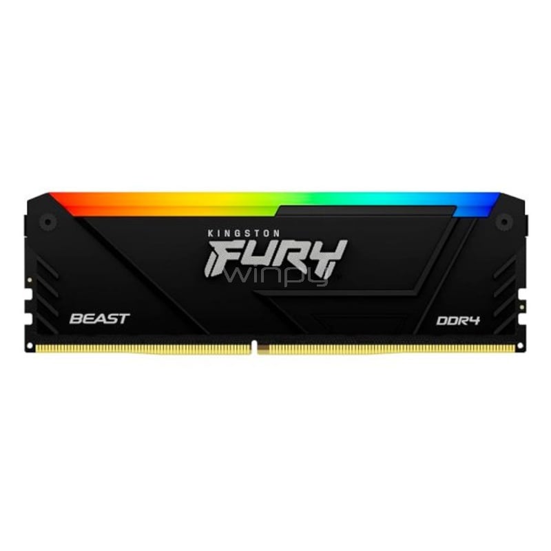 Memoria RAM Kingston Fury Beast RGB de 16GB (DDR4, CL16, 3200MHz, DIMM)