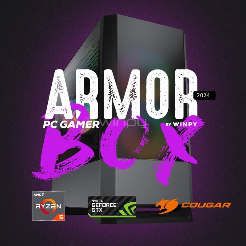 Computador Gamer Armor Box 2024 (Ryzen 5 4600G, GTX 1650 D6, 16GB DDR4, 480GB NVMe, FreeDOS)