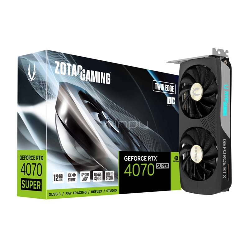 Tarjeta de Video ZOTAC RTX 4070 SUPER Twin Edge OC de 12GB GDDR6X