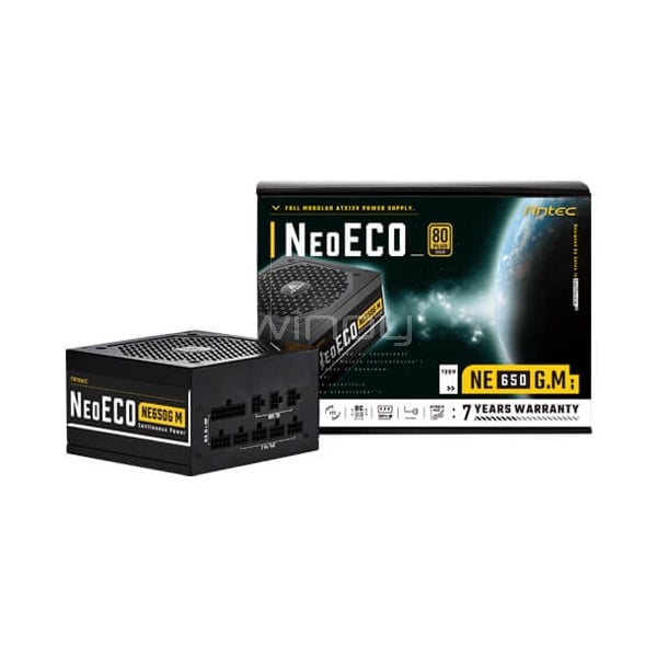 Fuente de Poder Antec NeoECO NE650G M de 650W (Full Modular, Certificado 80+ Gold, ATX)