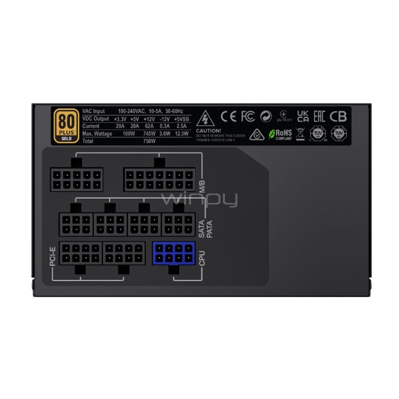 Fuente de Poder Gamemax GX-750 (Full Modular, Certificada 80+ Gold, ATX)