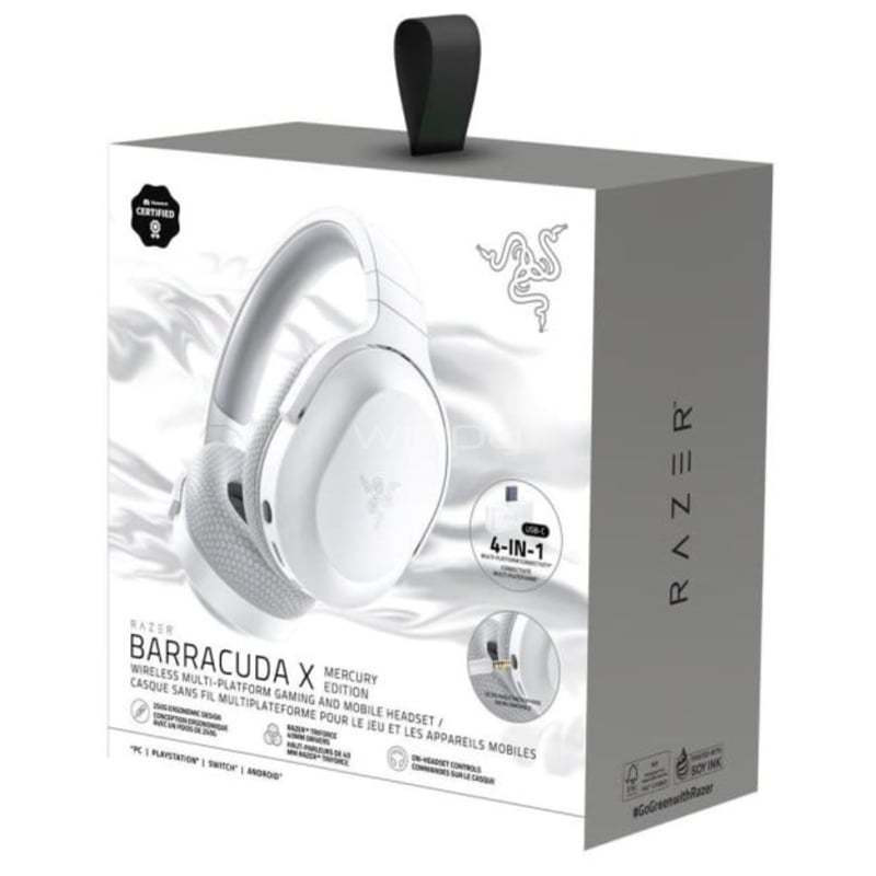 Audífonos Gamer Razer Barracuda X Mercury (2022, Sonido 7.1, Bluetooth/Dongle USB)