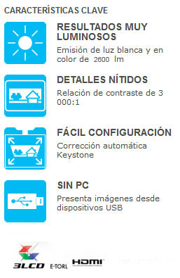 Proyector Epson Powerlite W11+