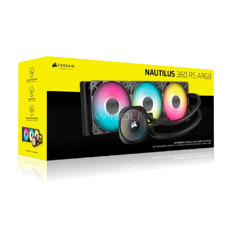 Refrigeración líquida Corsair NAUTILUS 360 RS ARGB (Intel/AMD, PWM, 360mm, 1700rpm)