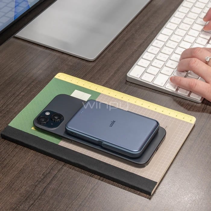 Batería Portátil LOGiiX Piston Power Stance 5000mAh (Qi 15W, USB-C, MagSafe, Azul)