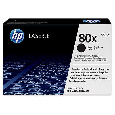 Cartucho de tóner HP 80X LaserJet, negro