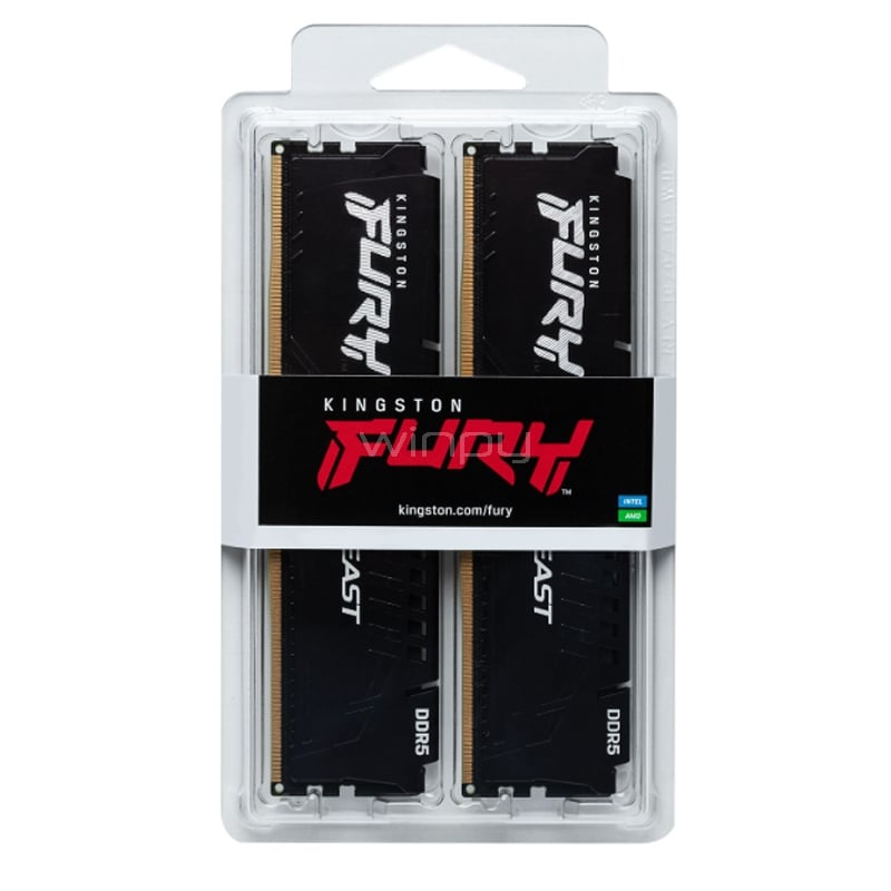 Kit Memoria RAM Kingston FURY Beast de 64GB (2 x 32GB, DDR5, 6000MHz, CL30, EXPO, DIMM)