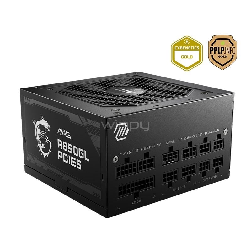 Fuente de Poder MSI MAG A850GL PCIE5 de 850W (ATX, 80+ GOLD, 12VHPWR)