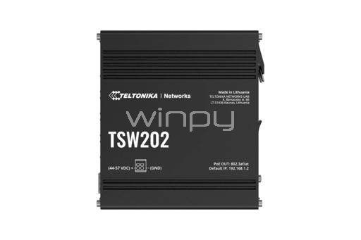 Switch Industrial Teltonika TSW202 de 8 Puertos (VLAN, PoE, 2 Puertos de Fibra SFP)
