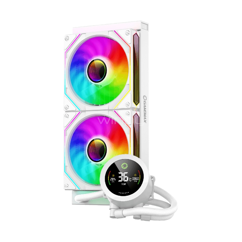 Refrigeración Líquida GameMax IceBurg 240 Digital (AM5/LGA1851, 120mm x2, 2400rpm, White)