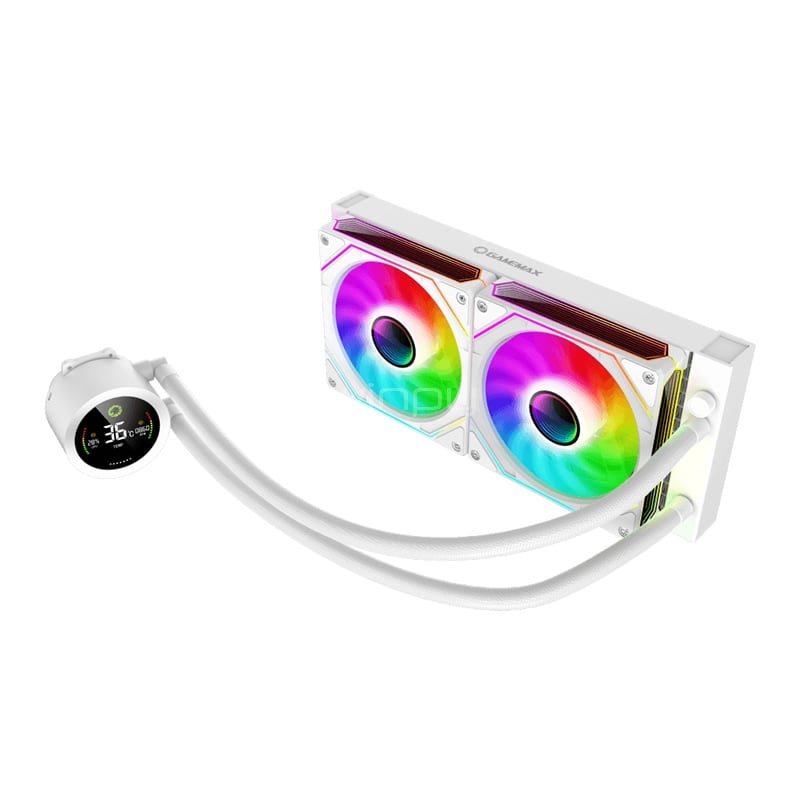 Refrigeración Líquida GameMax IceBurg 240 Digital (AM5/LGA1851, 120mm x2, 2400rpm, White)