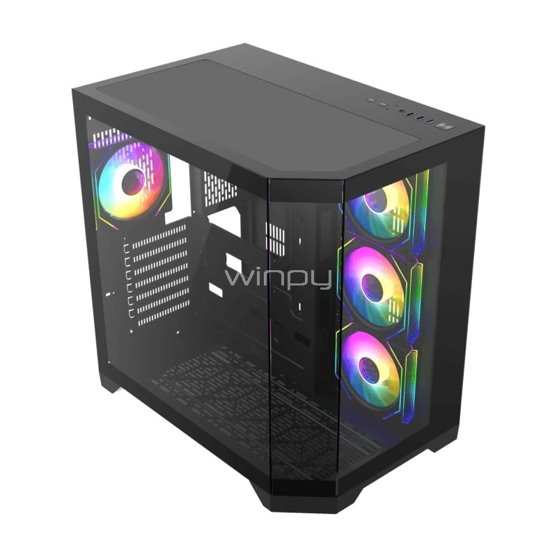 Gabinete Gamer GameMax HYPE-A Black (ATX, Vidrio Templado, 4 Ventiladores ARGB)