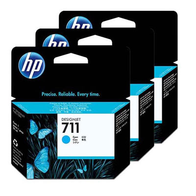 Pack 3 cartuchos de tinta HP 711 cian