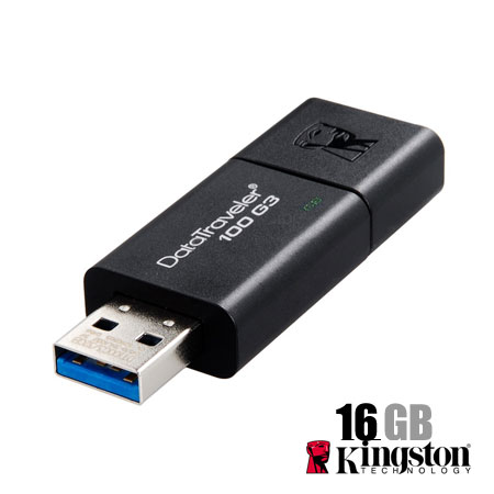Pendrive Kingston DataTraveler 100G3 de 16GB (USB 3.0, Negro)