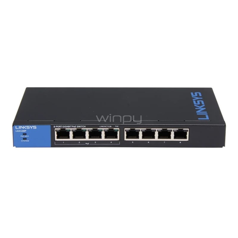 Switch Linksys LGS108P ( PoE + no administrado de 8 puertos )